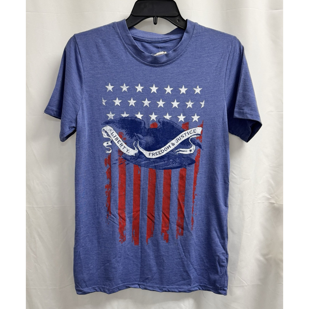 Home of the Brave USA Patriotic Graphic T-Shirt Men's Size Small Blue